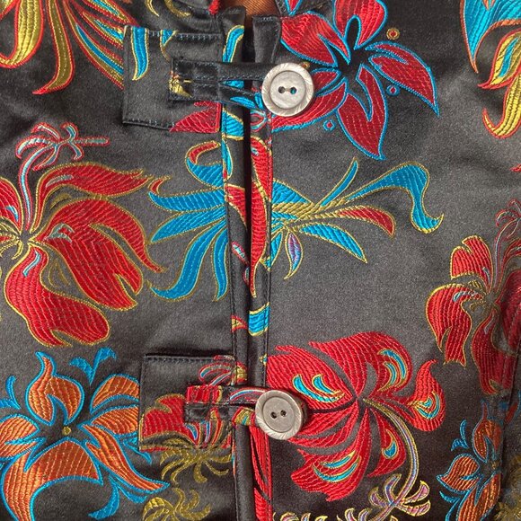 Womens Chicos Asian Silk Blend Kula Intrigue Jacket Black Multi M Rayon Silk - Picture 5 of 10